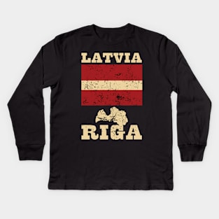 Flag of Latvia Kids Long Sleeve T-Shirt